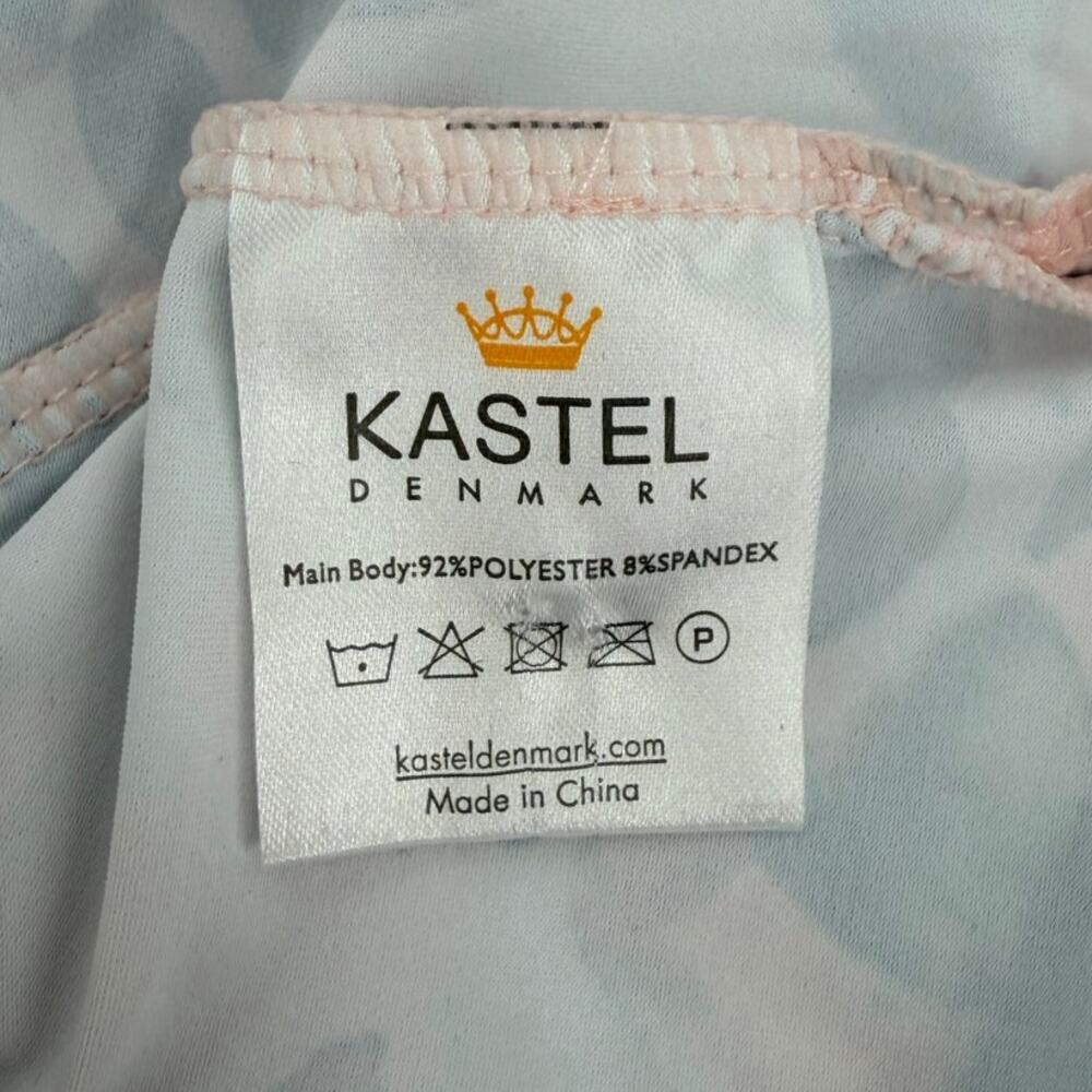 NWT Kastel Sport Cap Sleeve Rose Gold Zip Pearl Blush Watercolor Blouse Size XS - Picture 12 of 13